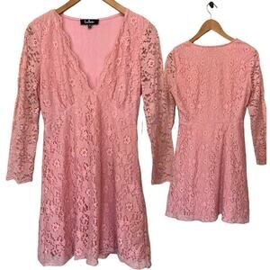 Lulu’s Blush Pink Lace Mini Dress Size medium Coquette Balletcore Romantic